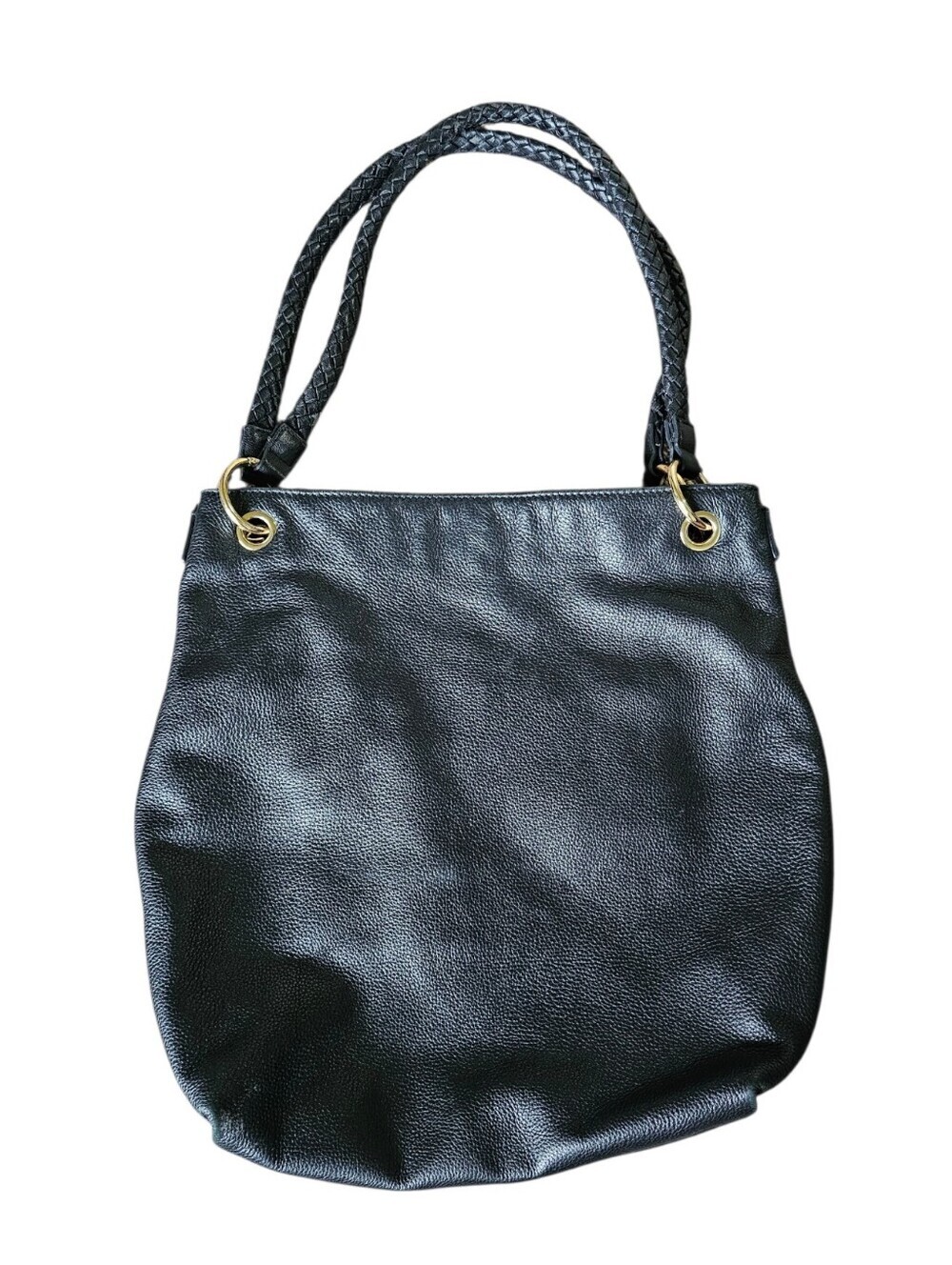 Michael Kors Classic Black Leather Tote Bag with Braided Handles